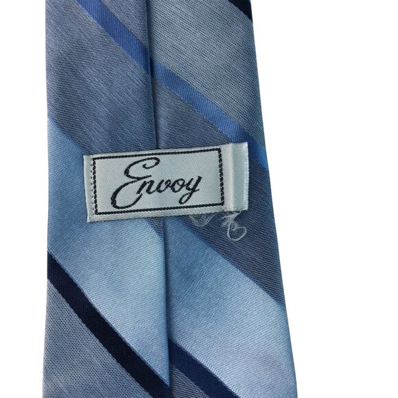 Envoy Mens Necktie Blue Diagonal Stripe Pattern 57 in Dress Tie u - Picture 2 of 4